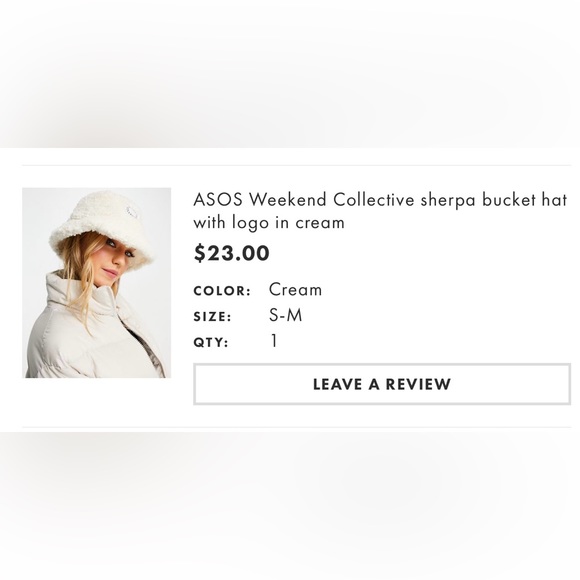 ASOS WEEKEND collective Sherpa bucket hat with logo in cream - Picture 3 of 4